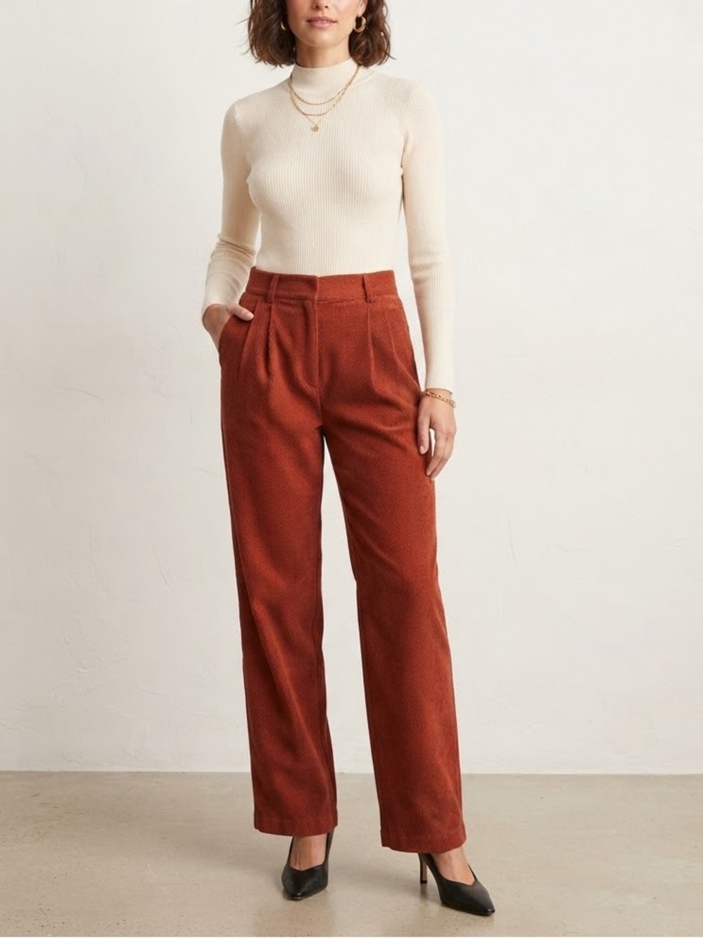 Madewell Rust Corduroy Wide-Leg Jeans